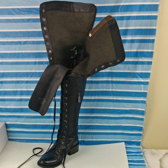 GENUINE LEATHER COUNTRY VICTORIAN OTK TALL ZIP/LACE UP GOTH BOOT 7US/5UK - Picture 2 of 16